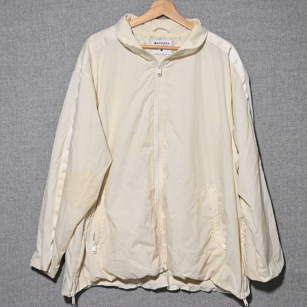 Athleta Sightseer Lace Jacket Womens 2X Cream Full Zip Windbreaker Off White